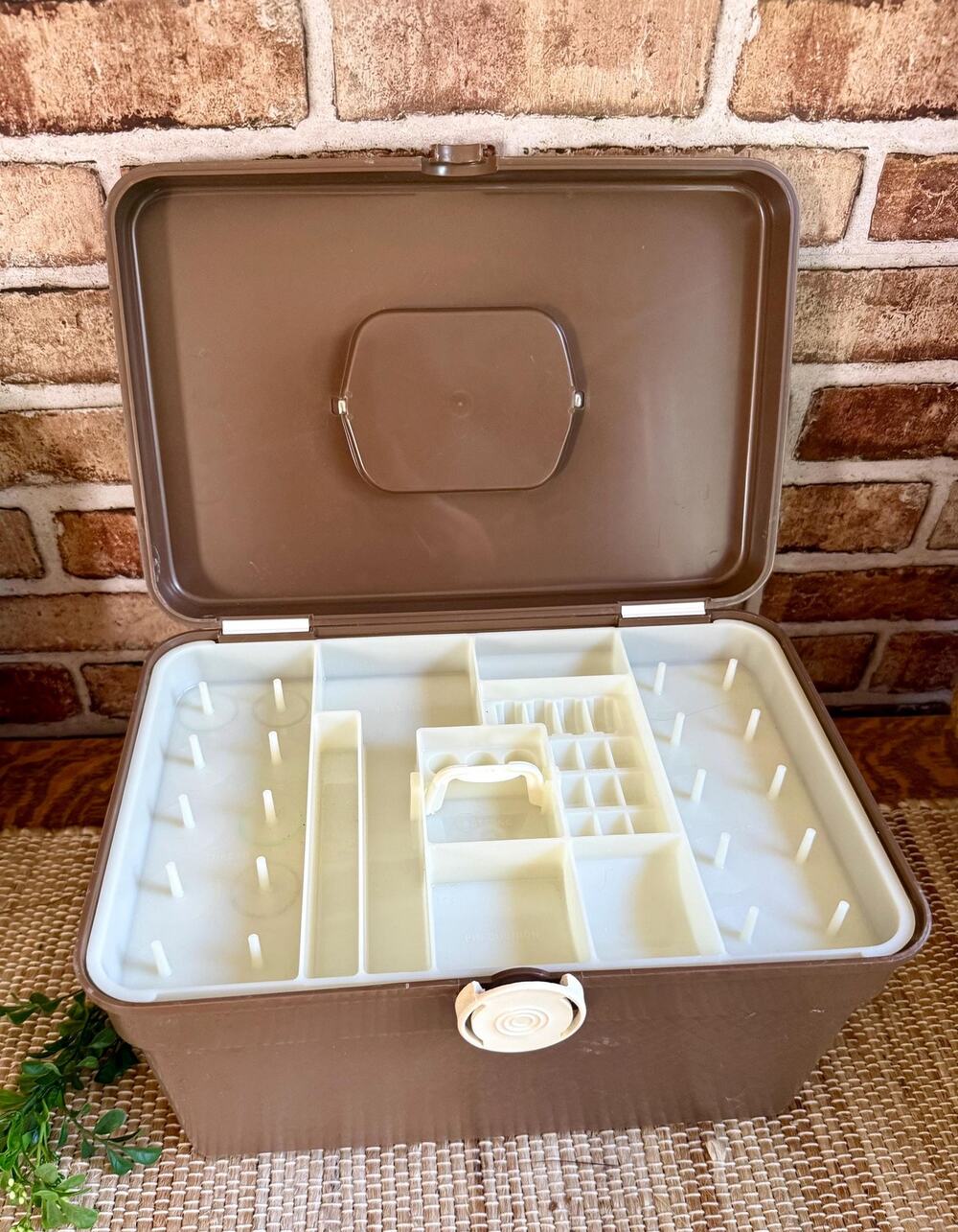 Vintage Wilson Wil-Hold Sewing Box | Brown Plastic Sewing Organizer with Spool